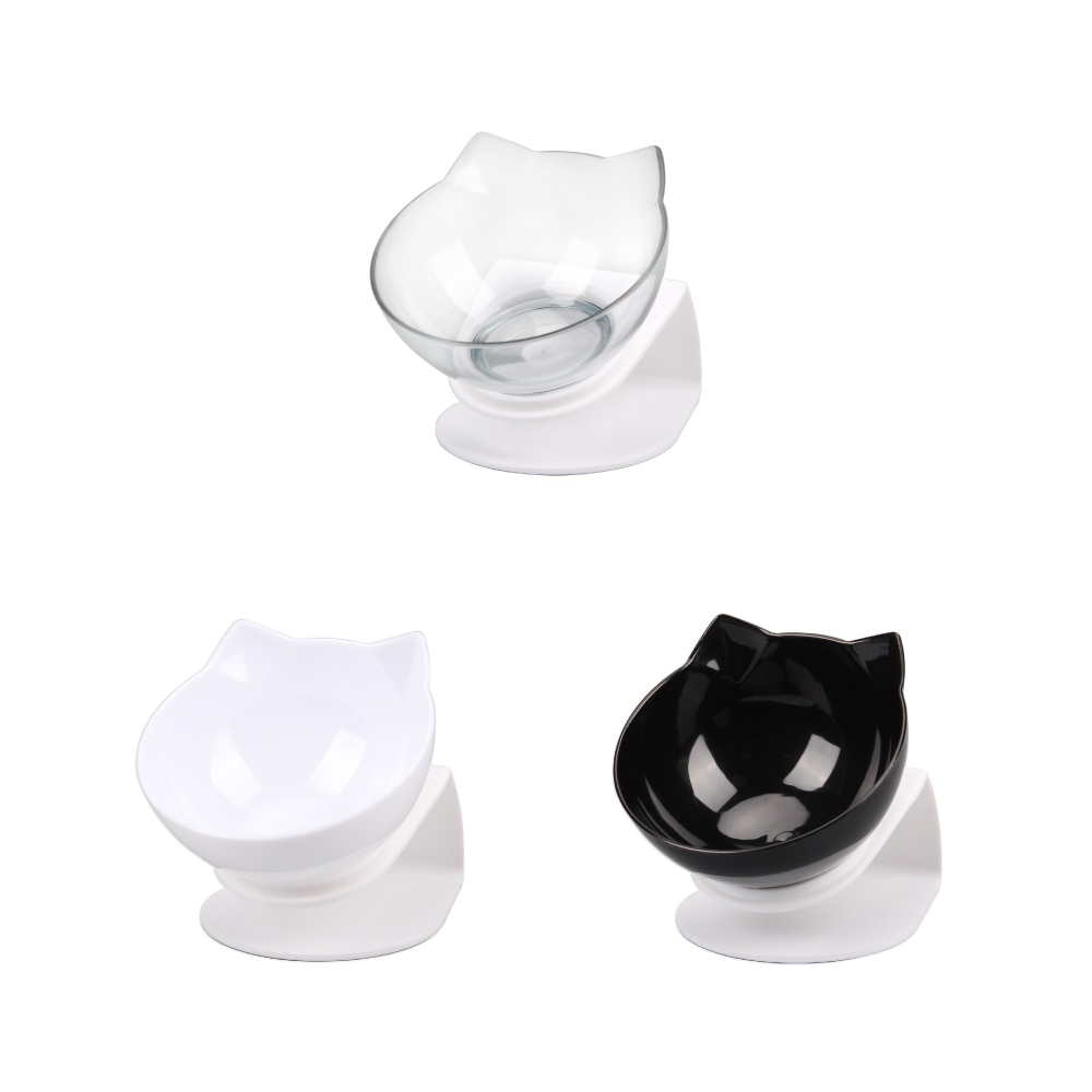 Cat Double Bowl Kitten Bowl Dog Bowl Transparent Material Non-slip Food Bowl With Protection Cervical Transparent Cat Supplies