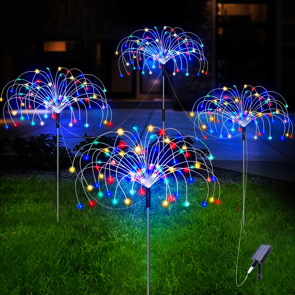 Linterna LED Solar de fuegos artificiales para exteriores, Patio, jardín, boda, luces decorativas, paisaje, césped, Festival, 1 ud.: orange / 0-5 W