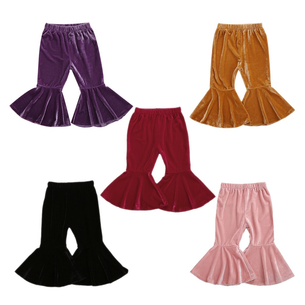 0-6y børn efterår flare bukser 5 farver fløjl solid småbørn børn baby piger lange bukser boot cut bukser mærke