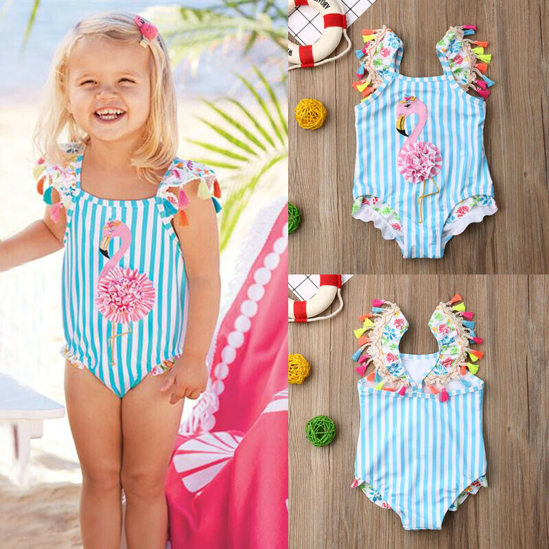 Småbarn barn baby jenter flamingo bikini badetøy badedrakt badedrakt badetøy