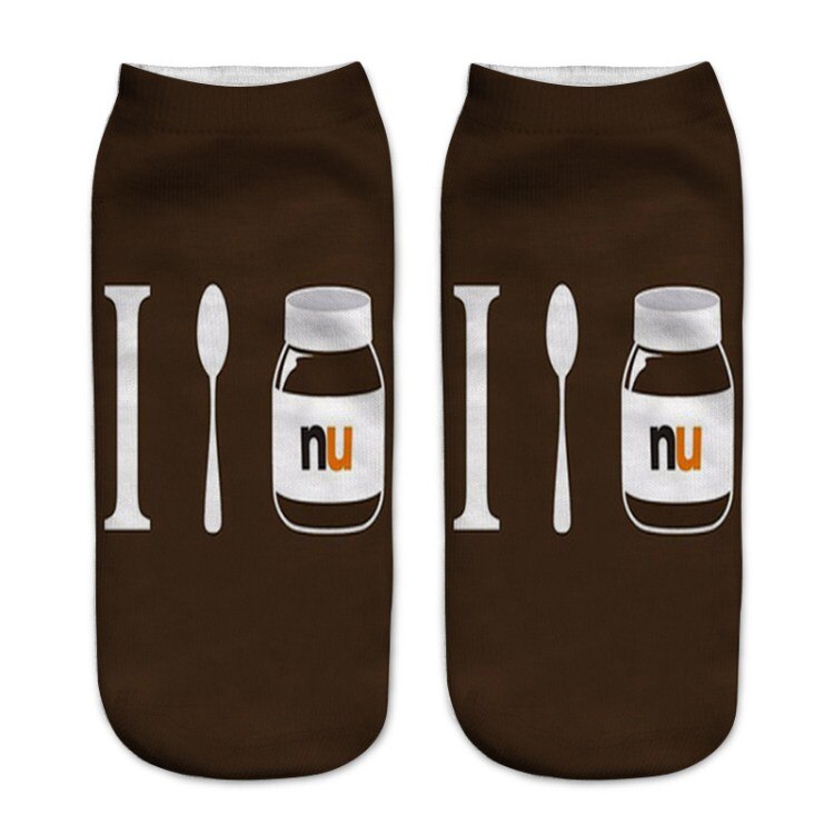 Nutella Pizza Buger Print Casual Stijl Print Type 3D Sokken Mannen Vrouwen Sokken Vrouwelijke Korte Sok: 6