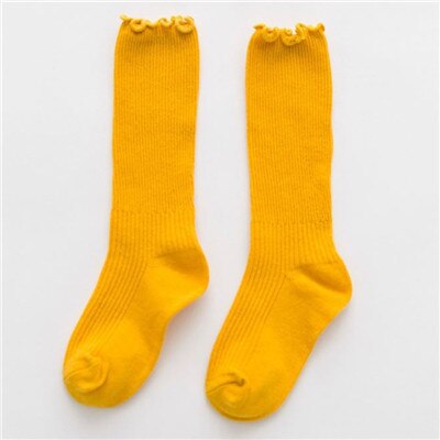 Unisex Cute Solid Color Cotton Blend Crew Calf Length Tube Socks For Girls Boys 72XC: Yellow / 2-3T