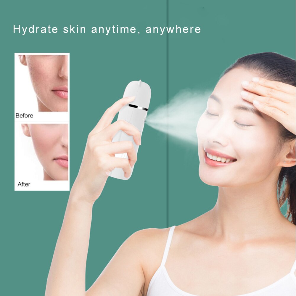 4-in-1 Gezichtsstomer Sprayer Ventilator - Nano Luchtbevochtiger, Draagbare Mist Hydraterende Handventilator Desktop