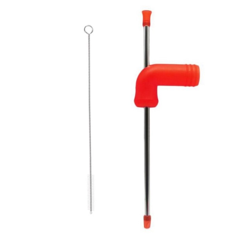 Beer Snorkel Double-Layer Beer Snorkel Bar Tools Straight Straw Style Beer Dispenser with Cleaning Brush: Red