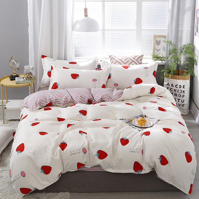 3/4Pcs Kawaii Beddengoed Sets Leuke Perzik Laken Set Met Kussensloop Voor Meisje Beddengoed Set Twin volledige Queen King Size Dekbedovertrek: 09 / Queen(1.8m bed)