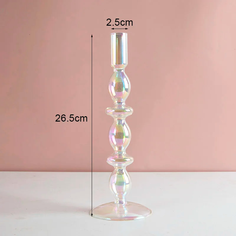 Portavelas de cristal para decoración de boda, candelabro de Color hecho a mano, florero, centro de mesa, decoración nórdica Vintage para el hogar: Castaño