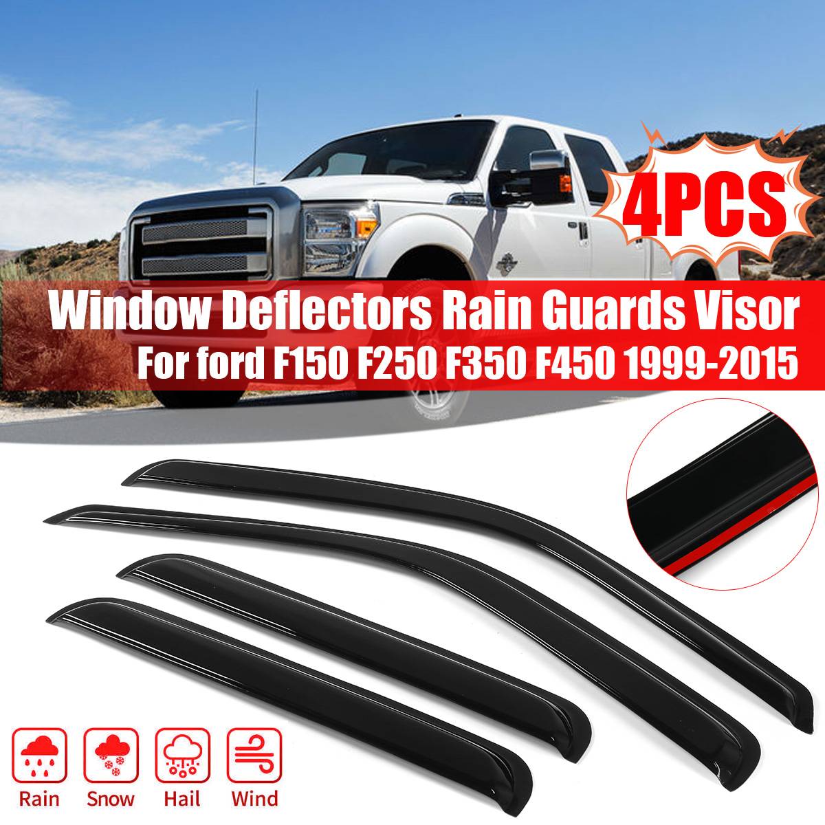 4pcs/set Window Visors Sun Rain Guards for ford F150 F250 F350 F450 1999