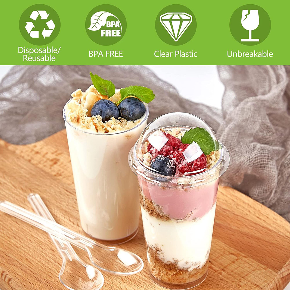3 oz Mini Dessert Cups,Shooter-Clear Plastic Parfait Appetizer Cup-Small Reusable Shot Glass for Tasting Party Shooters Desserts