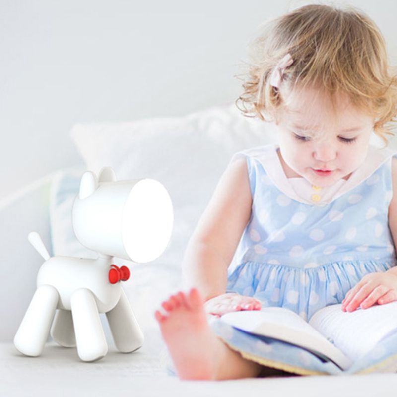 Dejlig hvalp natlys til børn børn soveværelse læselampe til arbejdsstudie sove usb genopladelig to lysstyrke