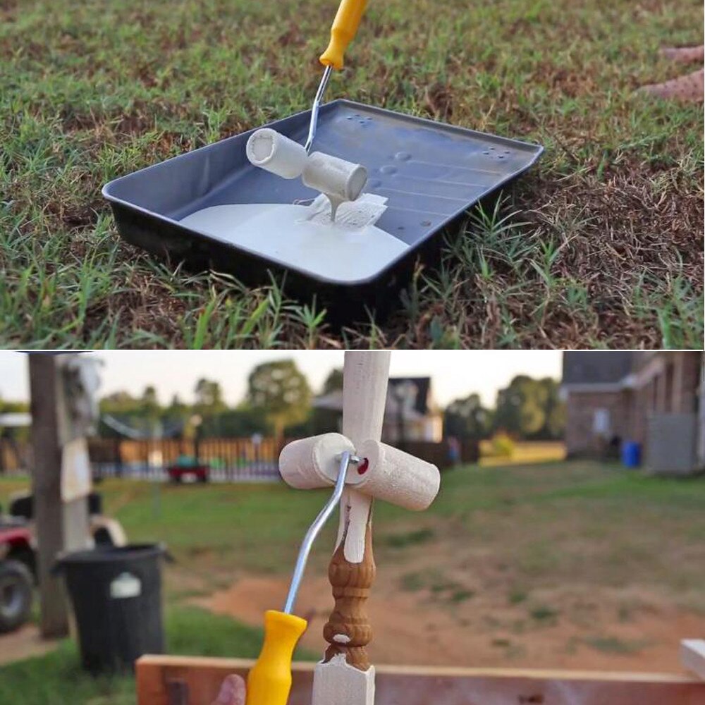 Roll All Dual Paint Roller Helps Paint Fencing Poles And Corners Dual Paint Roll