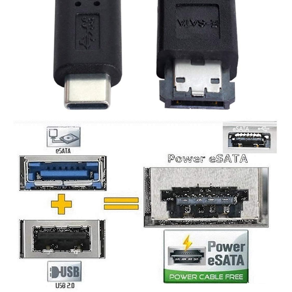 ESATA to USB C Cable USB Type C Male Host to ESATA ESATAp HDD Cable for Laptop PC