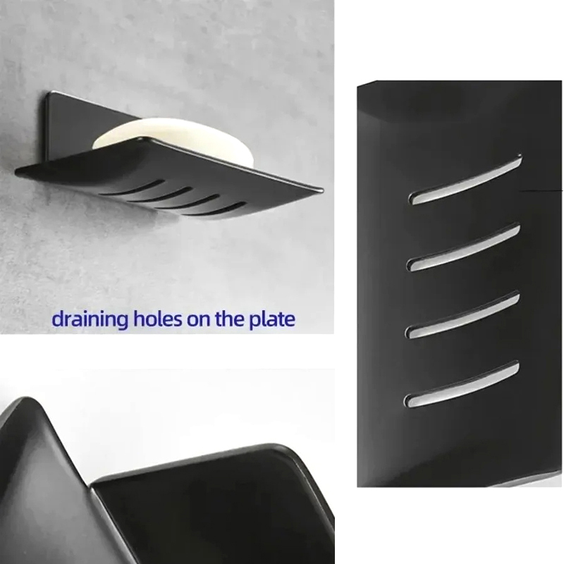 Duschtvålsbricka i kolstål: väggmonterad ställning med dränering – förvaringslåda för badrum