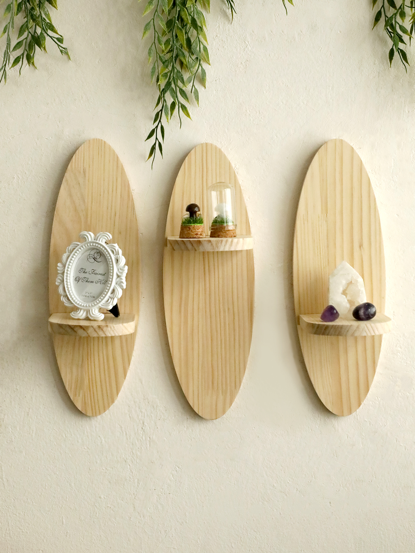 Wandregale aus Holz, ovales schwebendes Regal, Kristallständer, wandmontiertes Lagerregal, rustikales Boho-Heimdekor-Regal