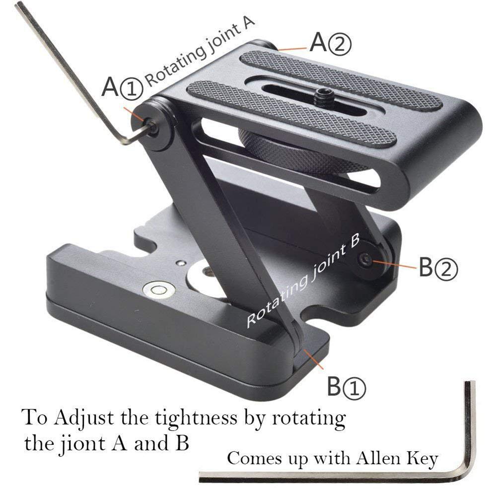 Z Flex inclinación cabeza de trípode de aleación de aluminio plegable Z inclinar la cabeza Lanzamiento Rápido de la placa de montaje nivel para teléfonos Cámara