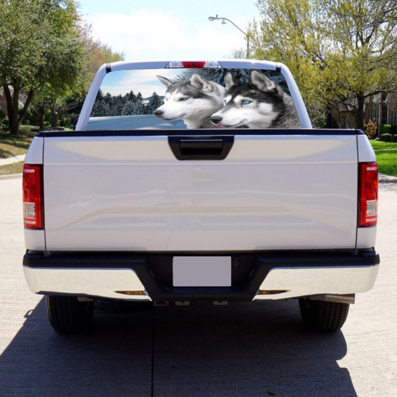 Lobo para camión, Jeep, todoterreno camioneta 3D parabrisas trasero Decoración Adhesivos pegatinas ventana trasera cartel de vidrio 57,9x18,1 pulgadas