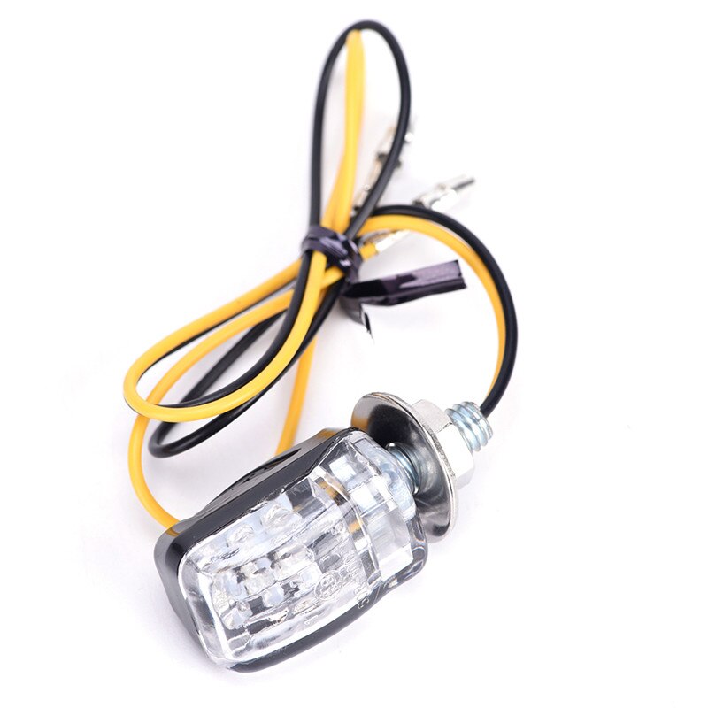 2 Stuks 12V 6LED Motorfiets Mini Amber Knipperlichten Blinker Indicator Zwart