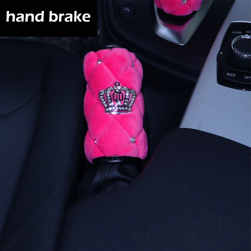 Crystal Crown Auto Car Neck Pillow Pink Car Seat Head Neck Auto Headrest Support Rest Cushion Bling Car Accessories Women: handbrake