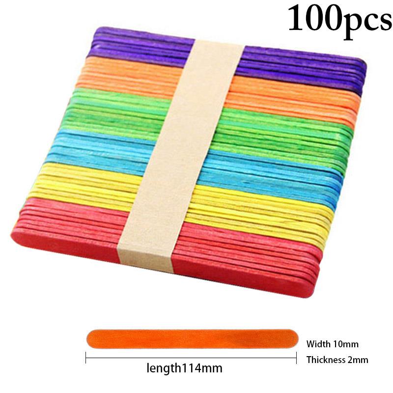 100PCS Kids Popsicle Stick Ice Cube Maker Colorful Cream Tools Model Special-Purpose Wooden Craft Stick Lollipop Mold: B