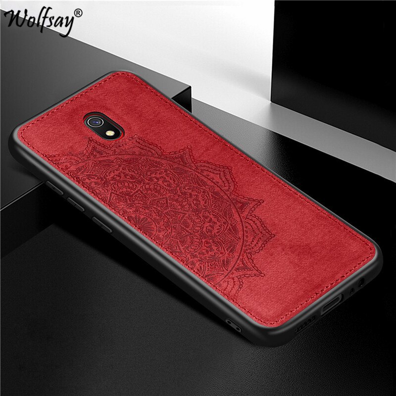 Voor Xiaomi Redmi 8A Case Soft Tpu Silicon Doek Textuur Hard Telefoon Case Voor Xiaomi Redmi 8A Beschermhoes Voor xiaomi Redmi 8A: Red