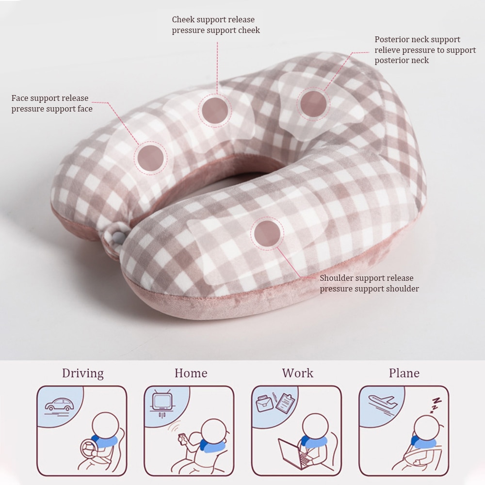 Memory foam nacke & halskudde resekudde för flygplan bil u-form flyghuvud hakstödskudde kontor tupplur kuddar