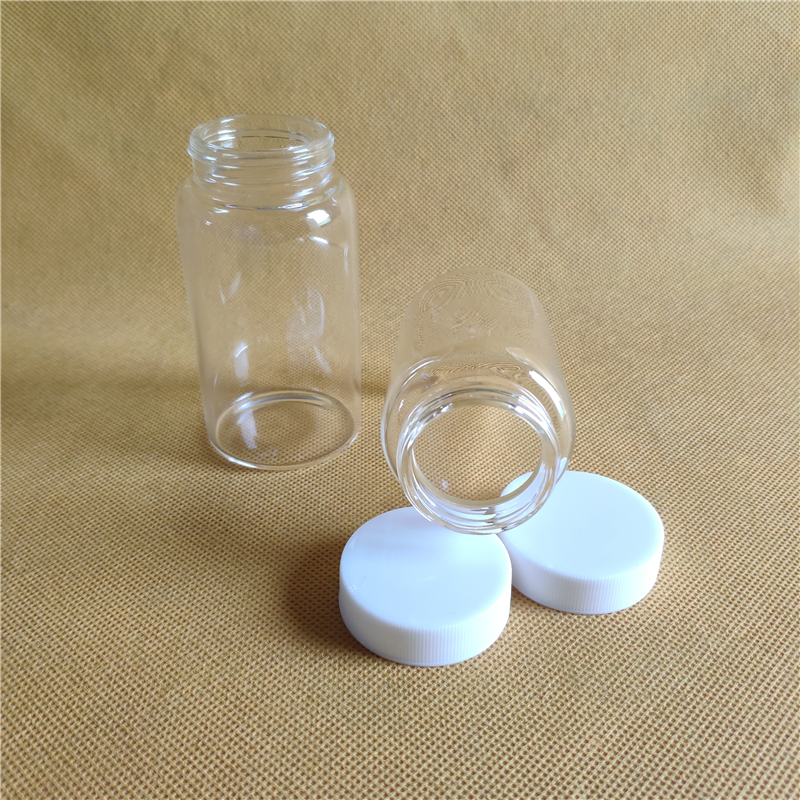 2 pcs 100 ml Hoge Borosilicaat helder glas sample fles 50 ml schroef glazen reagens fles 50 ml Hoge borosilicate glazen fles