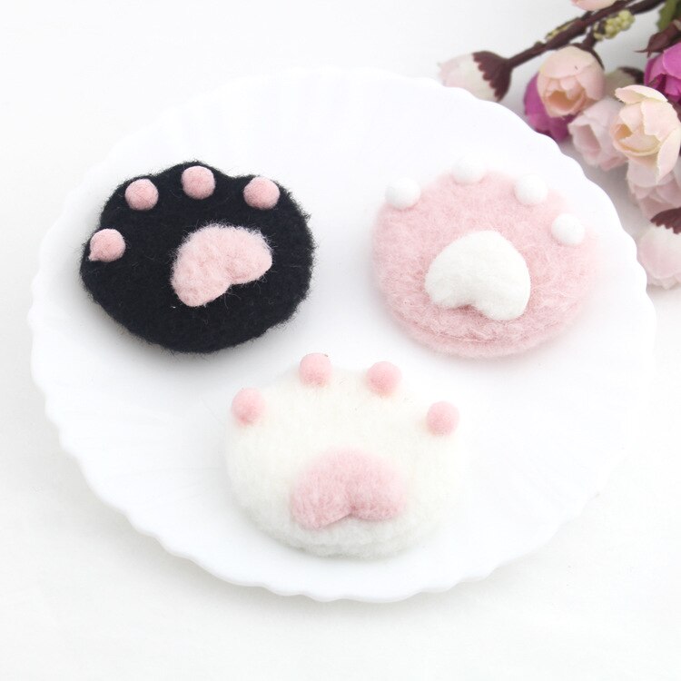 10 stuks/partij pluchen kattenpootprint gewatteerde patches voor kindersokken, tassen, handschoenen en accessoires