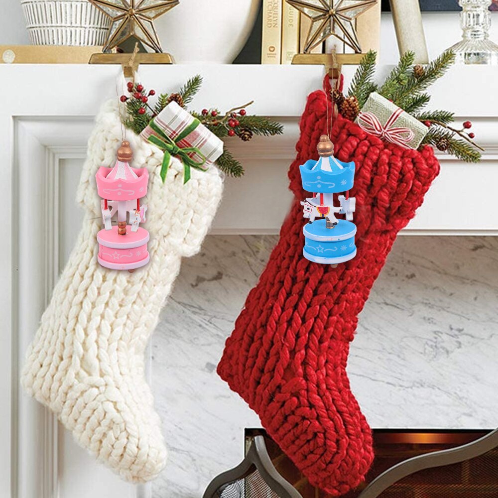 1 Set 6 Pcs Christmas Souvenirs Mini Merry-go-round Home Decorations Ornaments