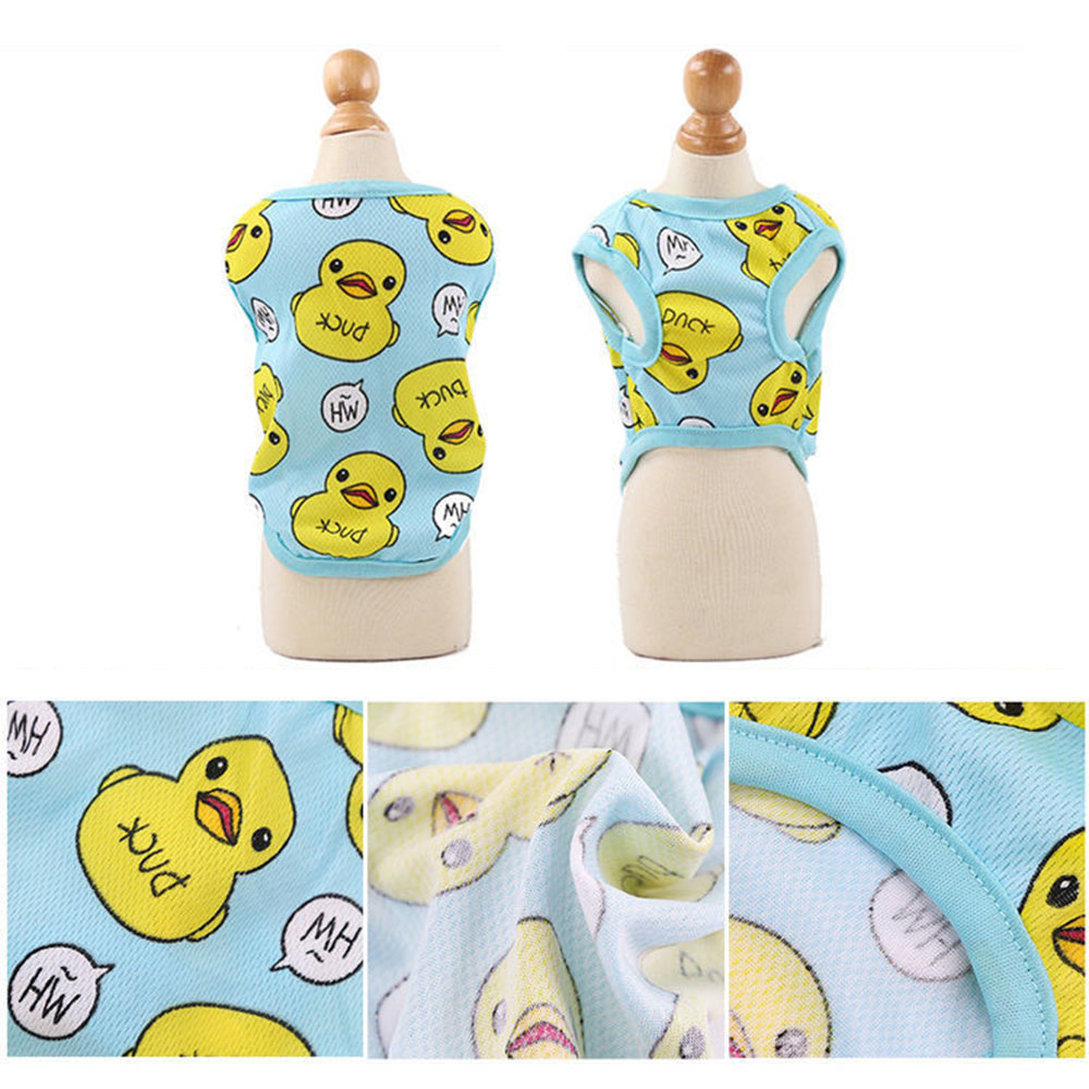 Camisetas con estampado de pato amarillo para perro, ropa para mascotas, camiseta fresca para cachorros, traje transpirable para perros, sudadera suave para gatos
