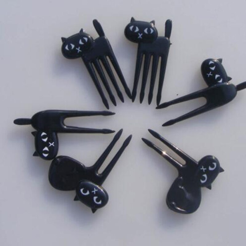 Dessert matgaffel 1 sett for barn snacks søt benthos multifunksjon mini fruktgafler abs plast blanding farge festdekor: 6 stk