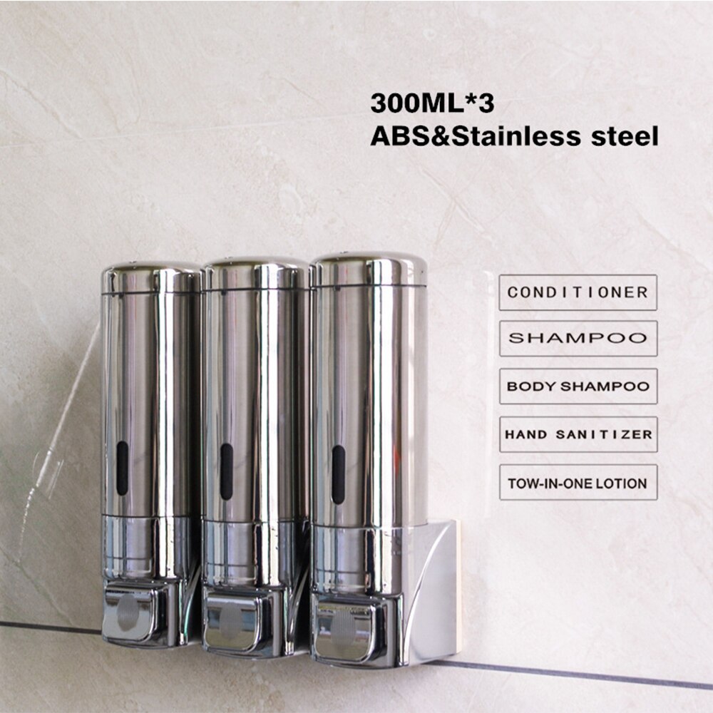 300ml Liquid Soap Dispenser Stainless Steel Double/Three Heads Sanitizer Lotion Dispenser High Safety Container Bathroom