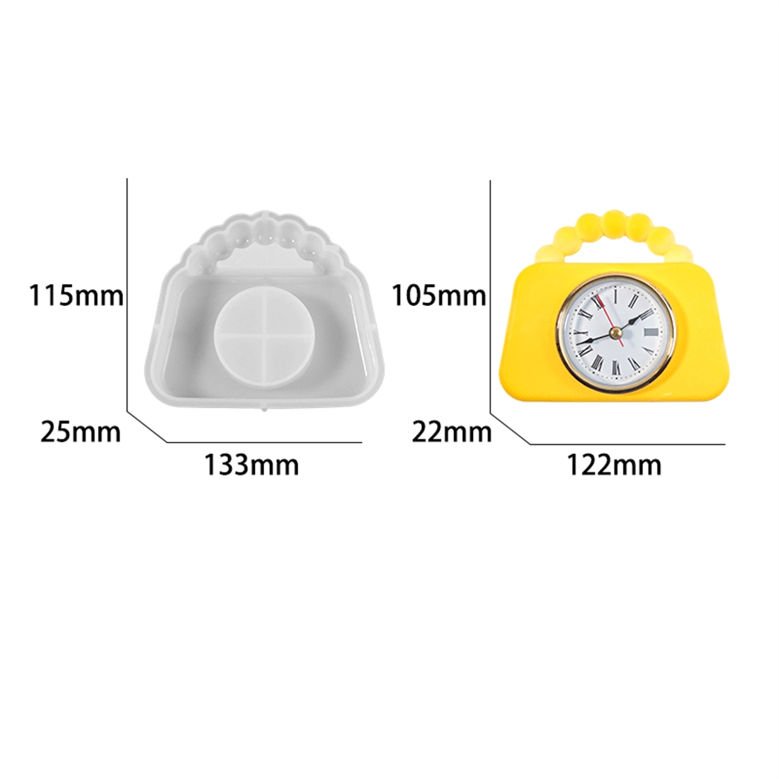 Molde de silicona para reloj pequeño, mesa con números romanos, molde de resina Epoxy para verter, bolsa para casa de pájaros, adorno, molde para hacer cemento: Azul