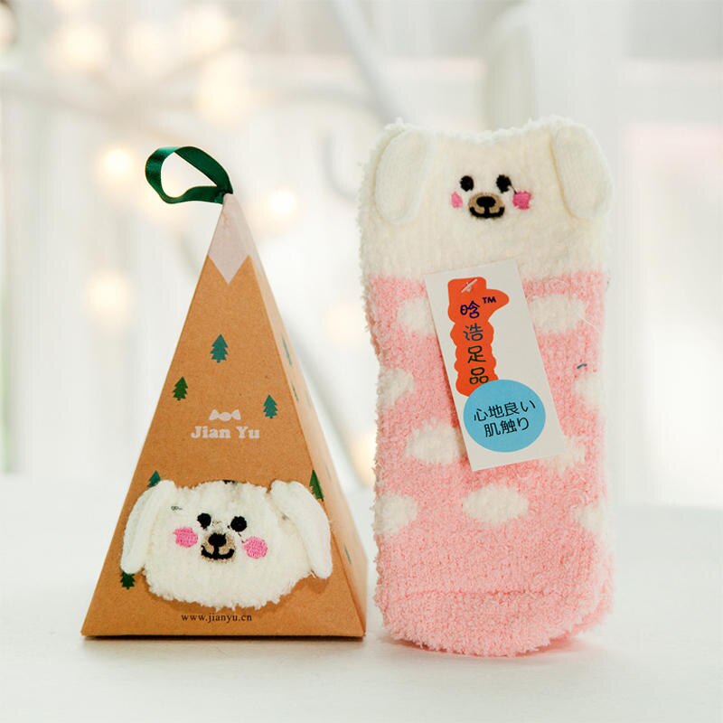 Cartoon Coral Fleece Babysokjes Peuters Anti-slip Warm Houden Sokken Herfst Winter Leuke Dier Sokken Kids kerstcadeaus