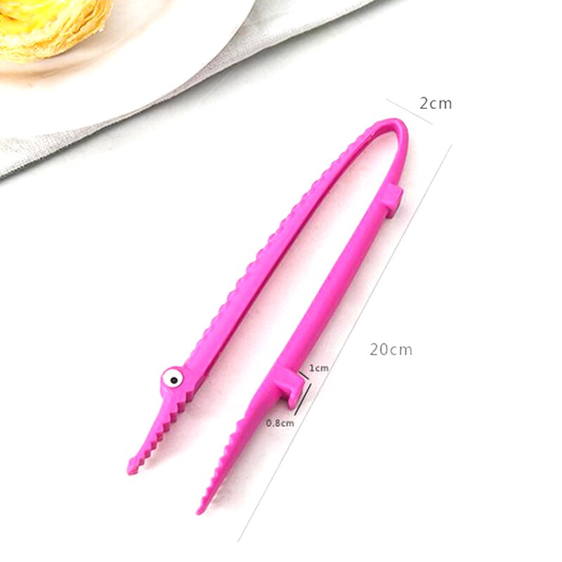 Pinzas para comida colgantes de plástico de cocodrilo, pinzas para pan, ensalada de vegetales y frutas, pinza para pastel, utensilios de cocina para alimentos, 1 ud.