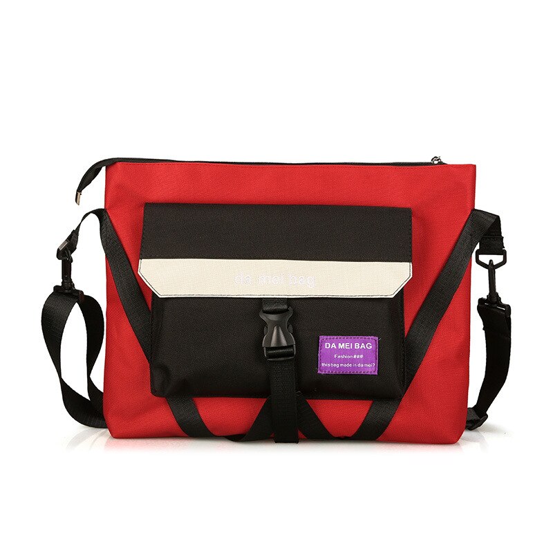 Messenger Shoulder Bag For Teenager Bag Leisure Waterproof Nylon student kits rotating cross street trend dead fly package: Red