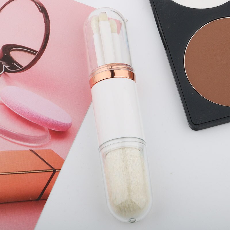 4 in 1 Travel Portable Mini Eye Makeup Brushes Set Reals Eyeshadow Eyeliner Eyebrow Brush Lip Make Up Brushes kit: Black