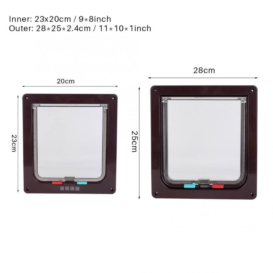 Puerta de seguridad de plástico con cierre para perros y gatos, puerta con solapa, ABS, XL, puerta de Gato pequeños para perros, suministros para mascotas: Marrón