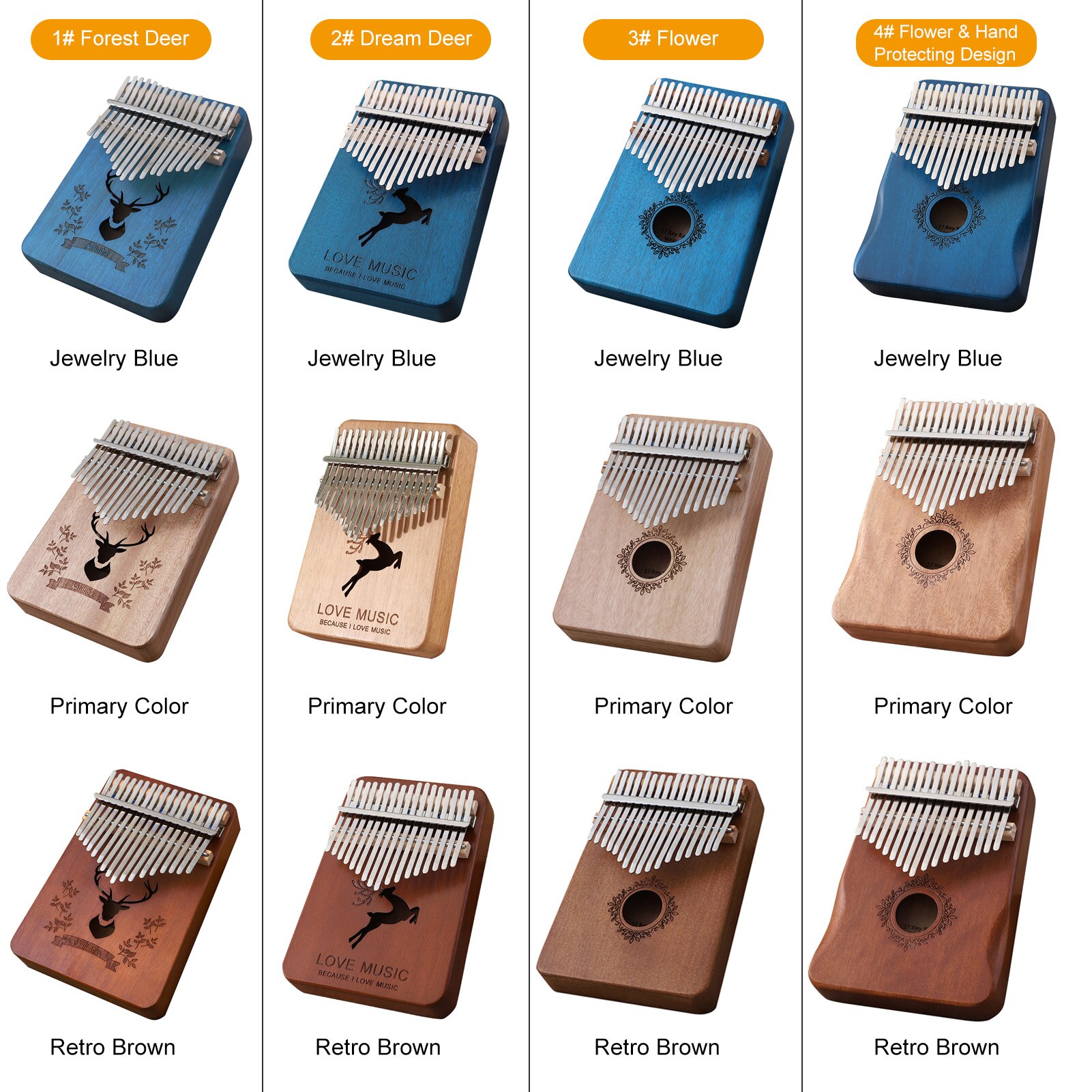 Kalimba 17Keys Portable Thumb Piano Beginner Instrument Kalimba Finger Piano Mbira Small Musical Toys Keyboard instrument