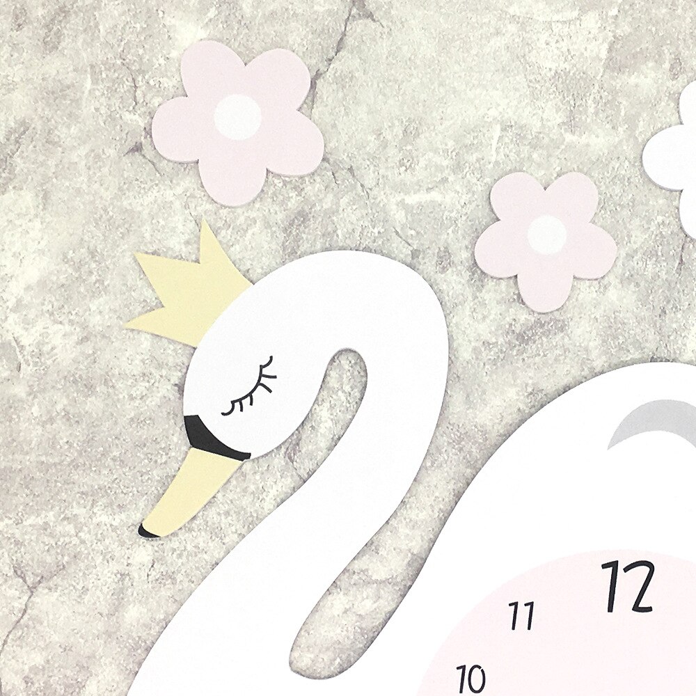 Funlife-reloj silencioso para decoración de sala de estar, accesorio de pared con de cisne blanco, con dibujos animados, Swc012