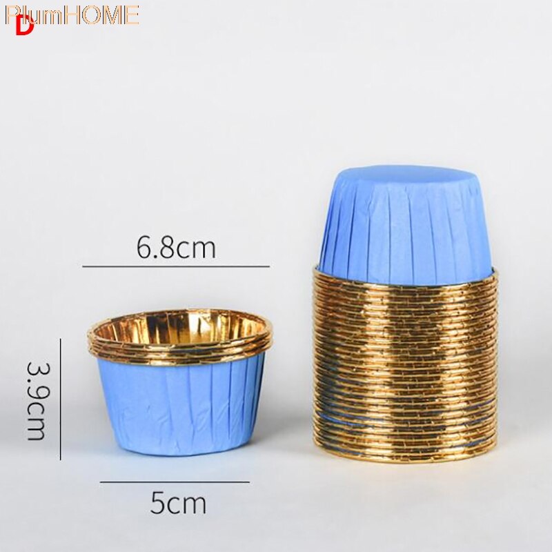 50Pcs Large 5039 Aluminum Foil Wrapper Paper Gold Cupcake Liner Baking Cup Muffin Cupcake: ZXHG1997-D
