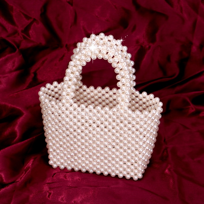 SEKUSA Mode bruiloft kralen clutch purse imitatie parel avondtassen met handvat handtassen