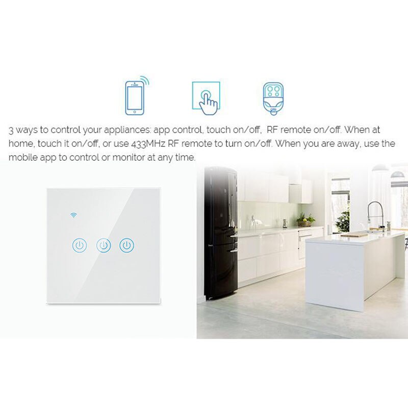 Smart Security, Drie-Way Switch Panel Met Zigbee Protocol, Voice Control Voor Kantoor, Thuis-Wit