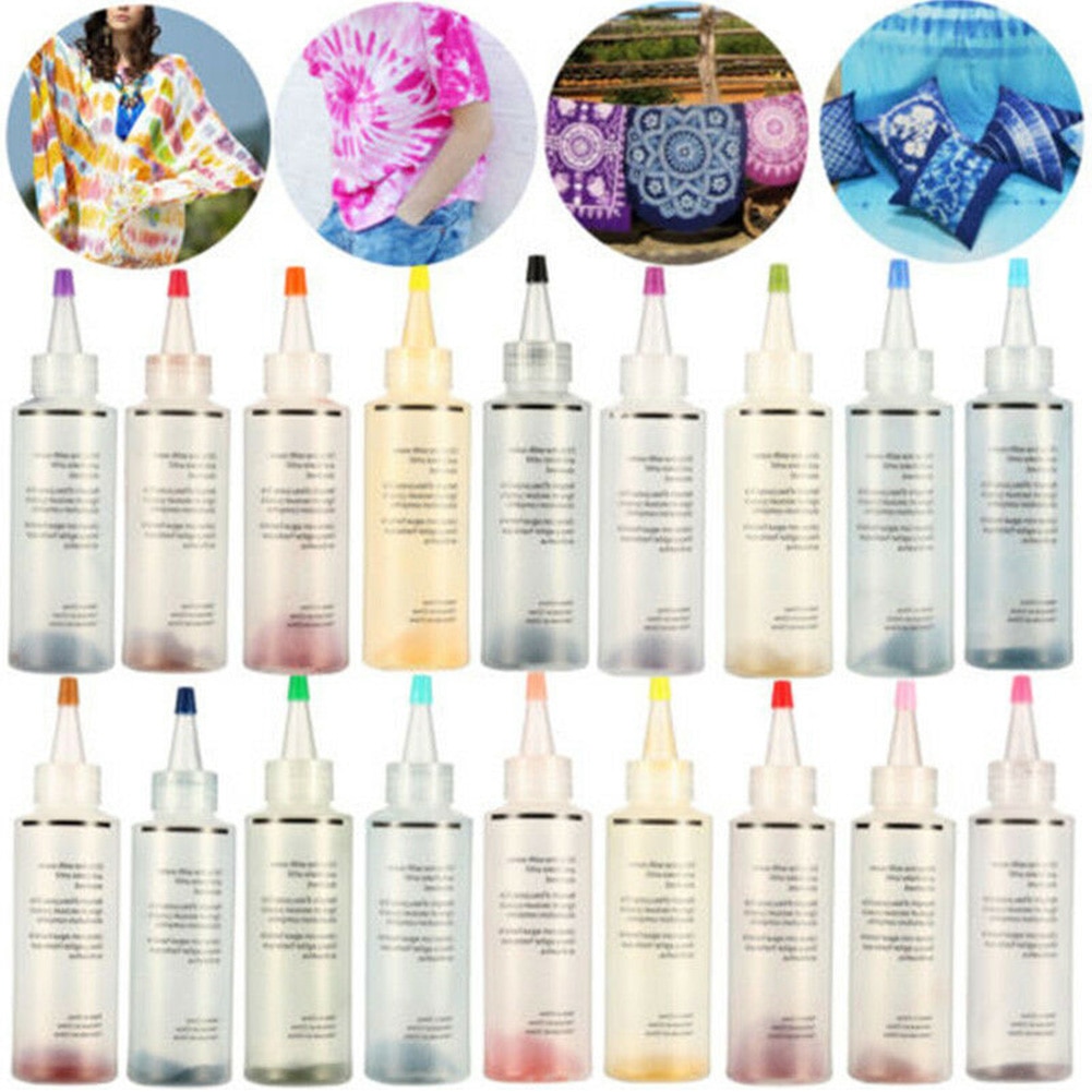 18 flasker tulipan permanent et trin slipsfarvestof sæt diy sæt til tekstil tekstil håndværk kunst tøj til solo projekter farvestoffer maling