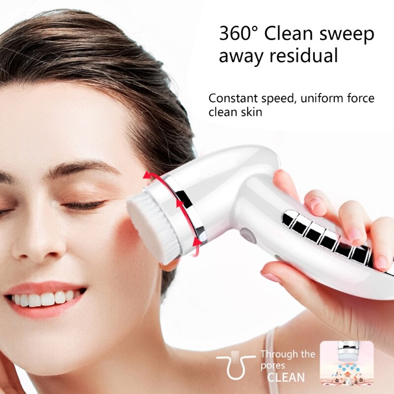 Masaje eléctrico 4-en-1 mano exfoliante cara belleza Dispositivo de vibración de limpieza de la piel instrumento de limpieza electrodomésticos