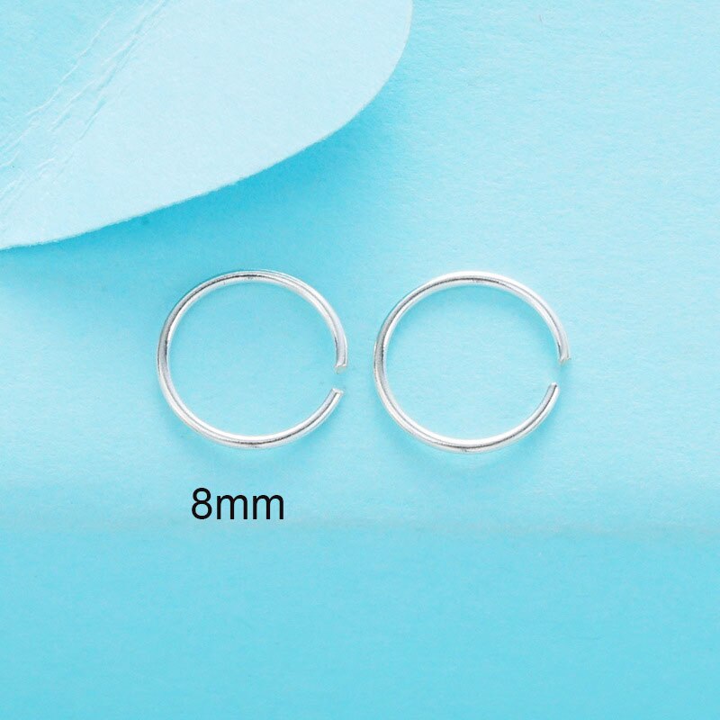 1 paire 925 argent Sterling nez anneau cerceau Piercing argent cerceaux 8mm 10mm hélice Piercing oreille cerceau Septum: 8mm nose ring