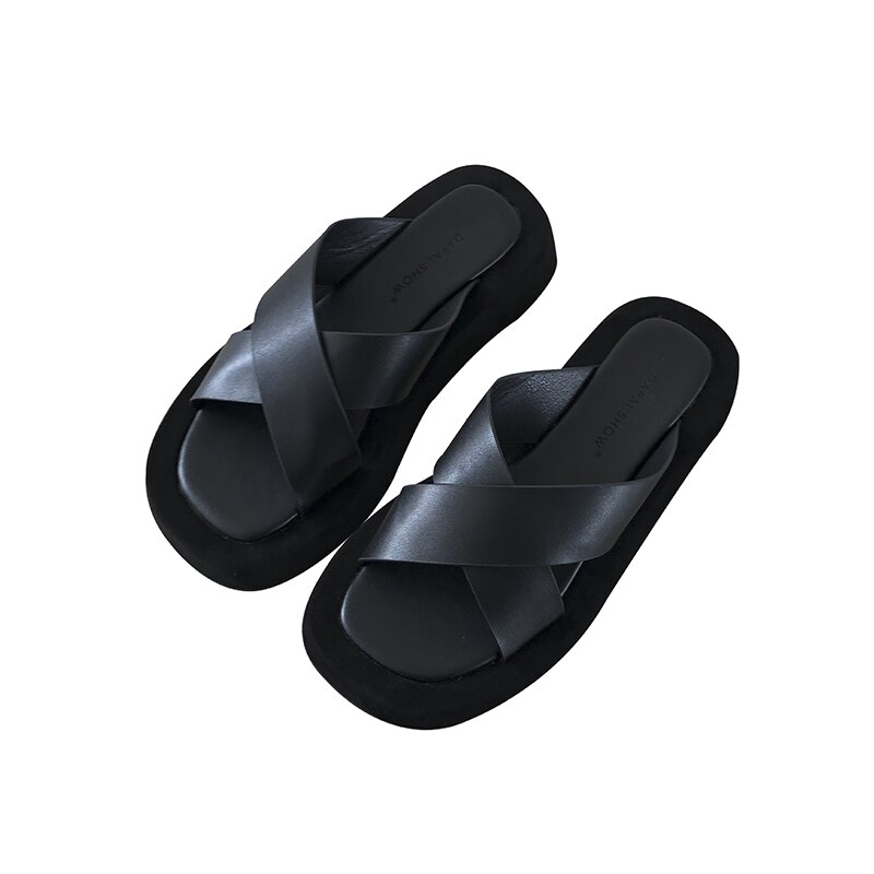 Gemengde kleuren kruisband hoogte toenemende dames sandalen verhoogde schoenen dames slippers net celebrity slip on dames sandalen