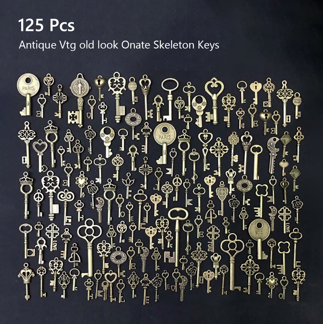 125/40 Uds. Llave de amor de Metal de bronce Vintage mezclada de llaves pequeñas dijes colgante collar fabricación de joyería Diy decoración artesanal hecha a mano: Amarillo claro