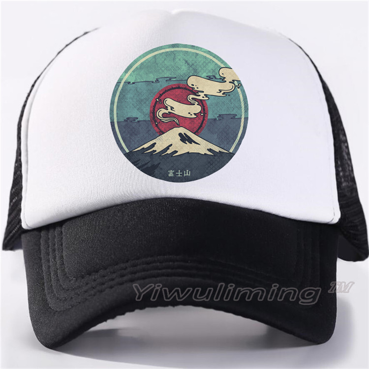 Zomer Trucker Caps Fujiyama Koele Zomer Zwart Volwassen Cool Baseball Mesh Netto Trucker Caps Hoed Mannen Verstelbare: 1