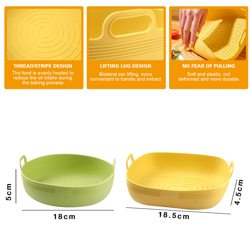 Nuovo cestino in silicone per friggitrice ad aria Vassoio rotondo in silicone per friggitrice ad aria Fodera facile da pulire Piastra per Pizza griglia padella stuoia Accessori per friggitrice ad aria