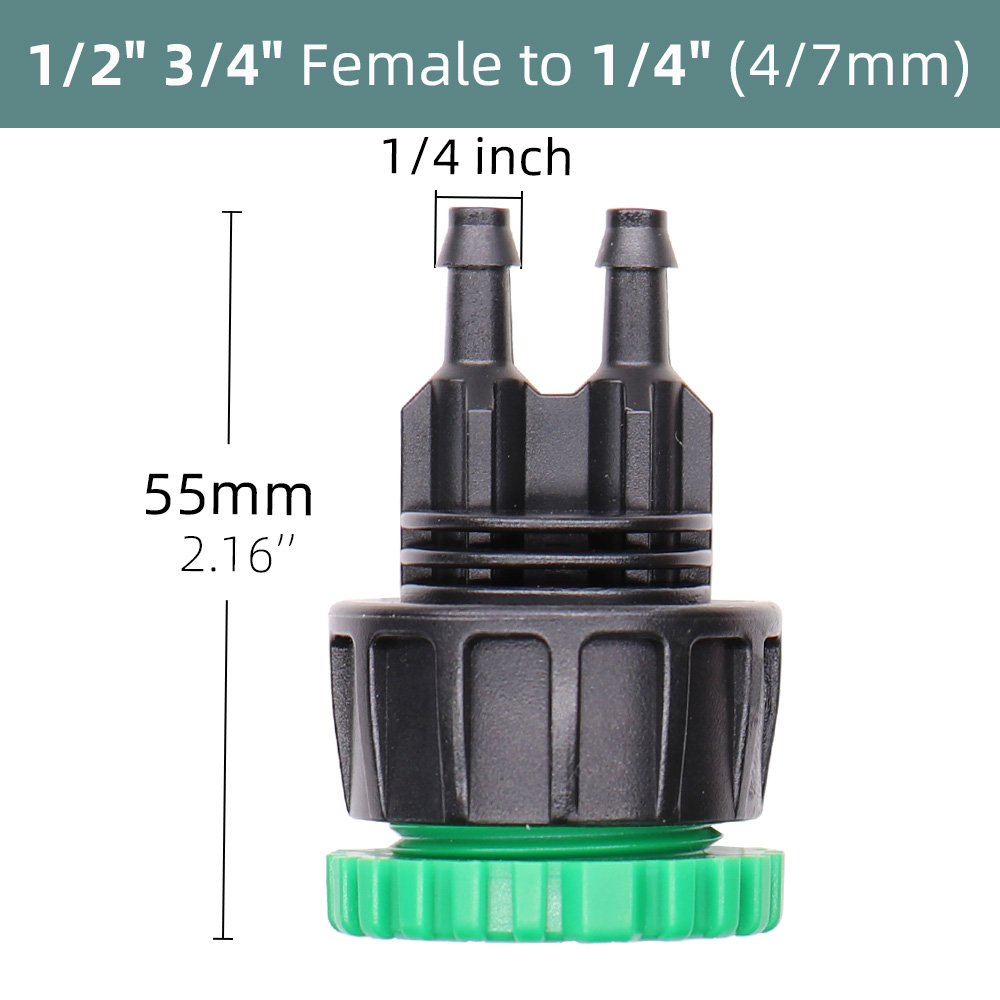 10-100M 4/7mm Garden Watering PVC Hose Pipe Micro Irrigation Tubing Sprinkler w/ 1/2'' &amp; 3/4'' 2-Way Barbed Outlets Connector