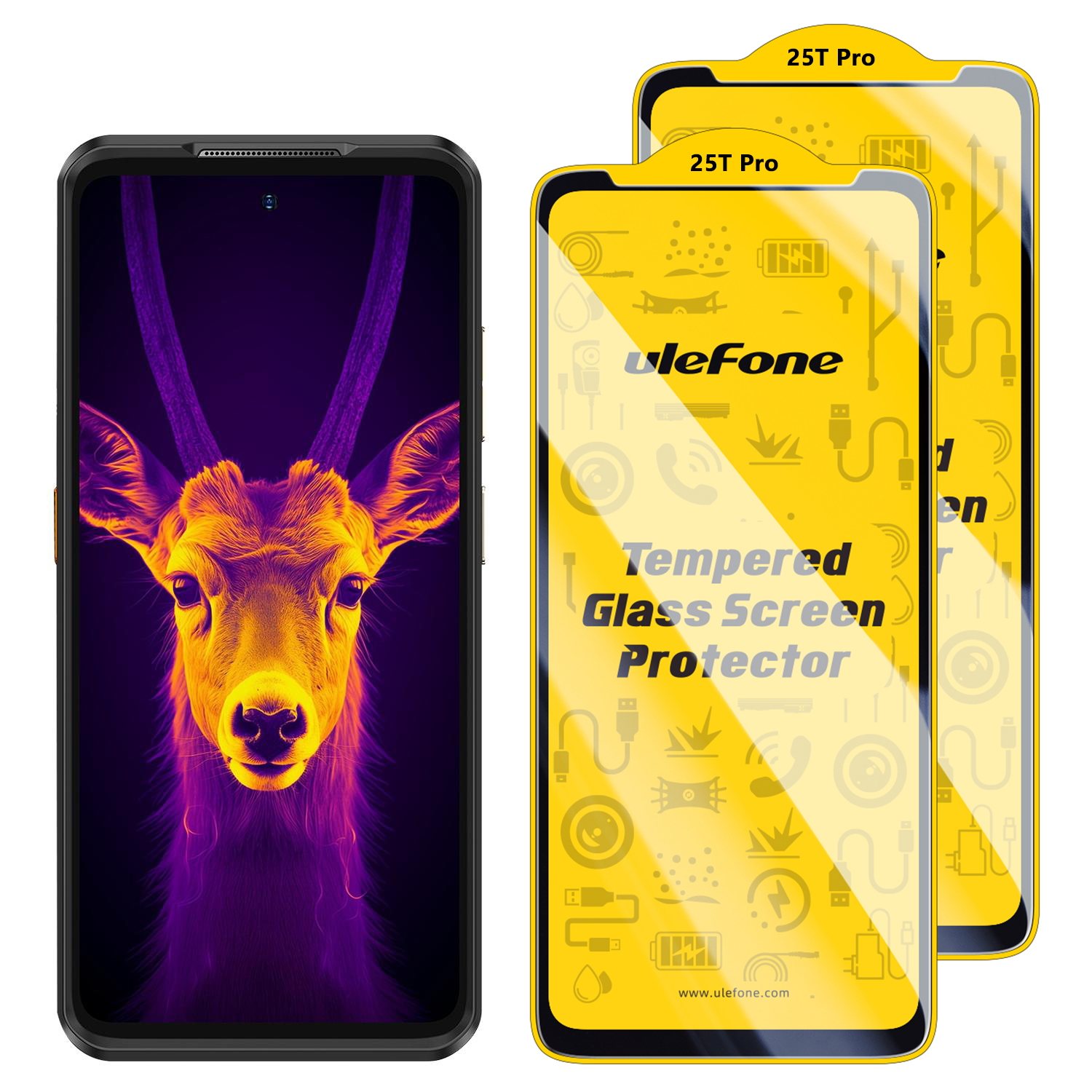 2 stuks/set ulefone armor 34 pro 27 26 25 24 23 22 mini 20 hd anti-vingerafdruk gehard glazen schermbeschermer krasbestendig glas: Goud